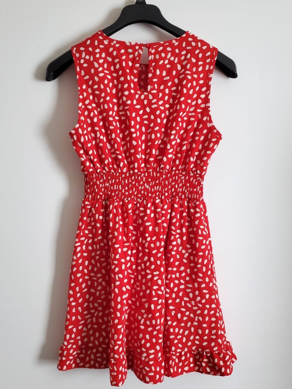 Shein Umgee Red Blue Dalmation Print Summer Dresses Vneck Ruffle Sleeveless - Picture 3 of 13